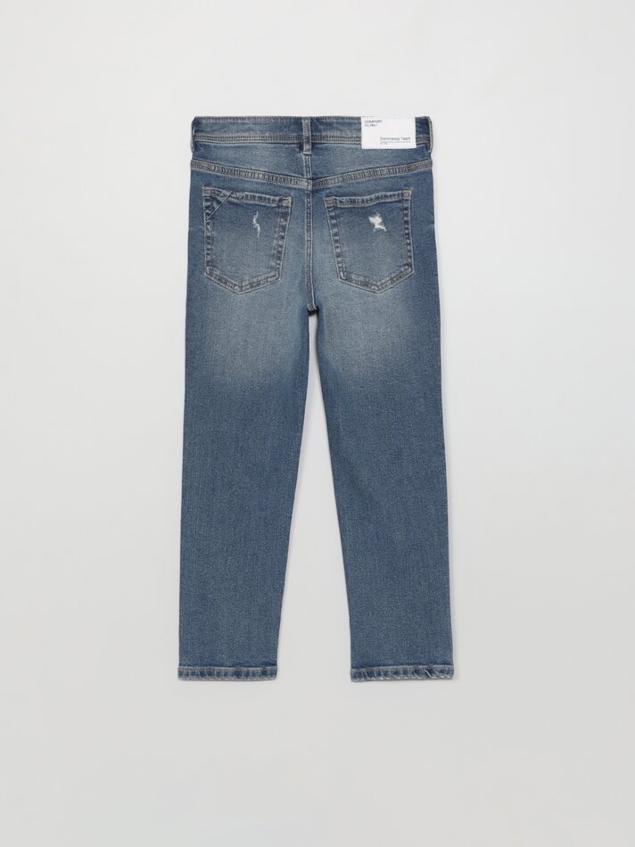 Calça jeans slim confortável - Azul médio