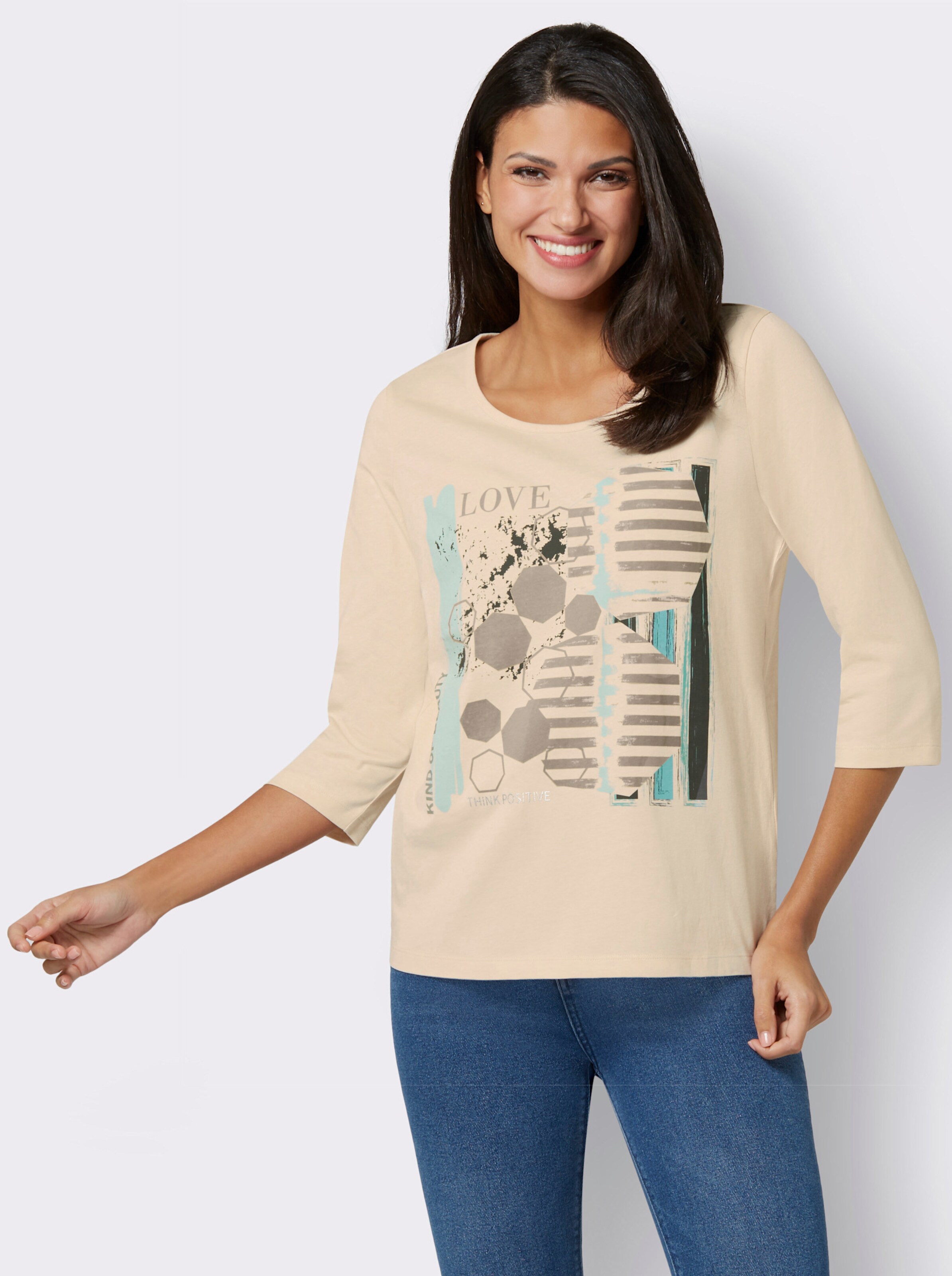 Shirt mit Glitzer-Druck im Vorderteil