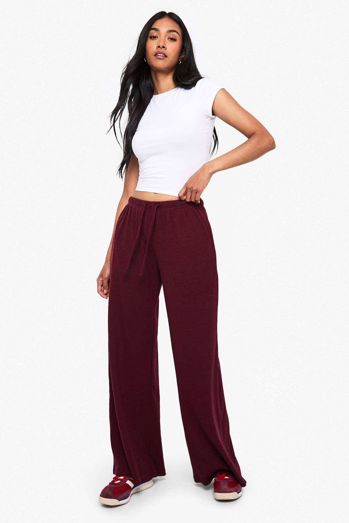 boohoo Boohoo Basics Pantalon droit en maille côtelée