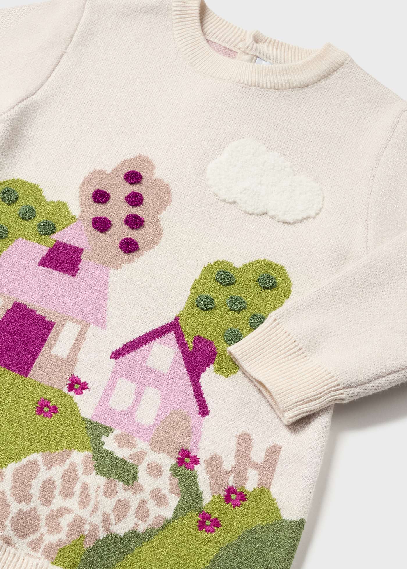 vestido de malha intársia para bebê
