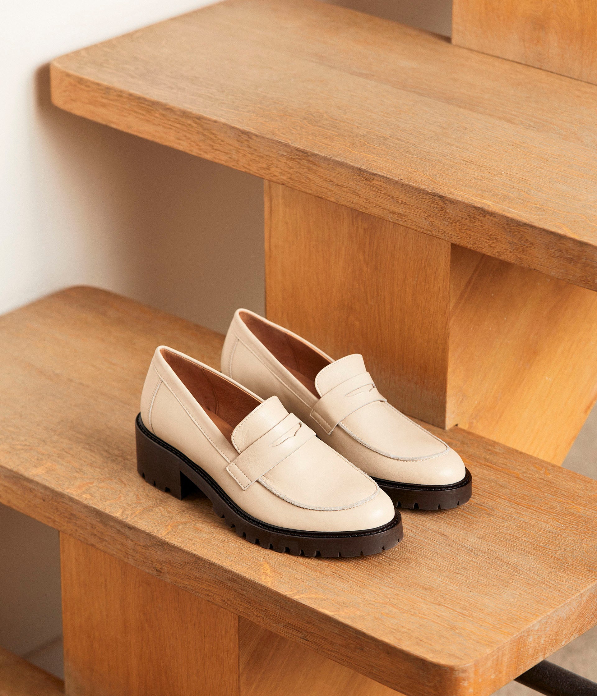 Mocassins cuir écru Aubree