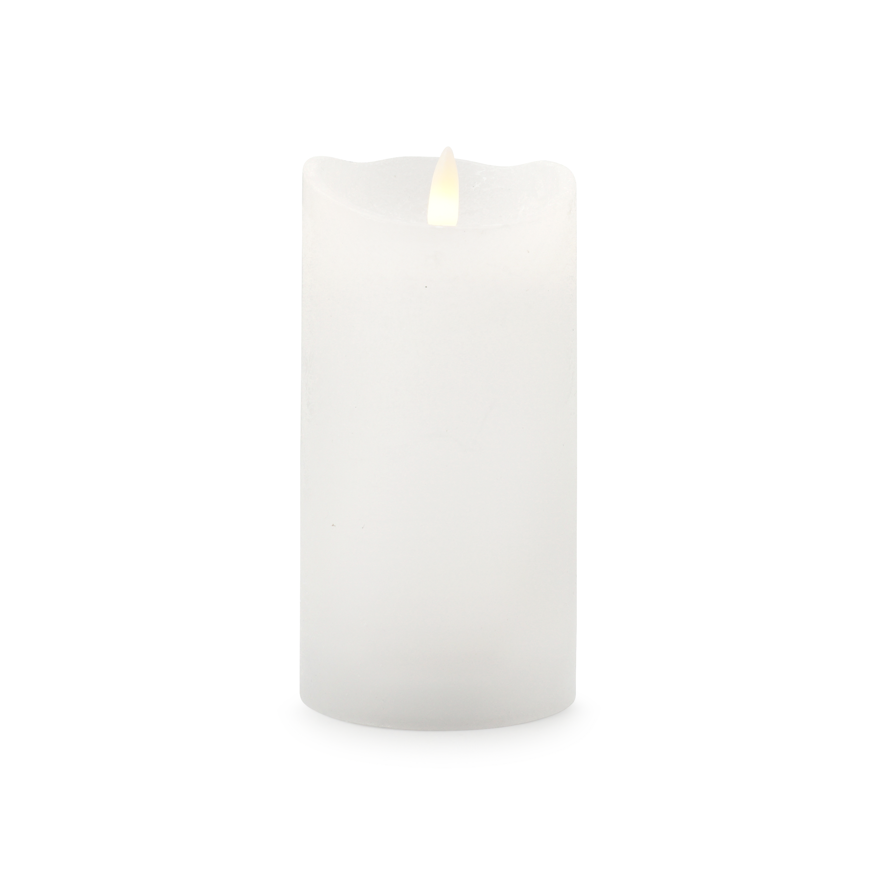 (15cm) Echtwachs LED Pillar Kerze Home Deko Stimmungsleuchte Flamme Rustic (12.061-15) - Weiss