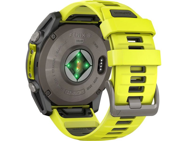 GARMIN Sportuhr Fenix 8 Solar Sapphire, 51 mm Gelb GPS-Sportuhr