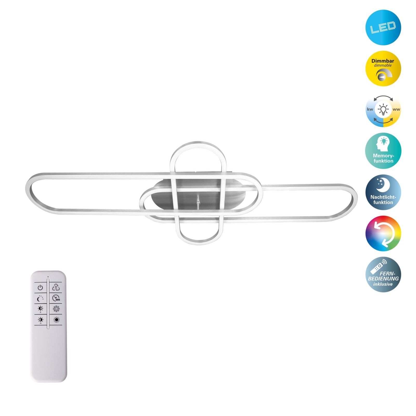 LED-Deckenleuchte CARLON - silber - dimmbar