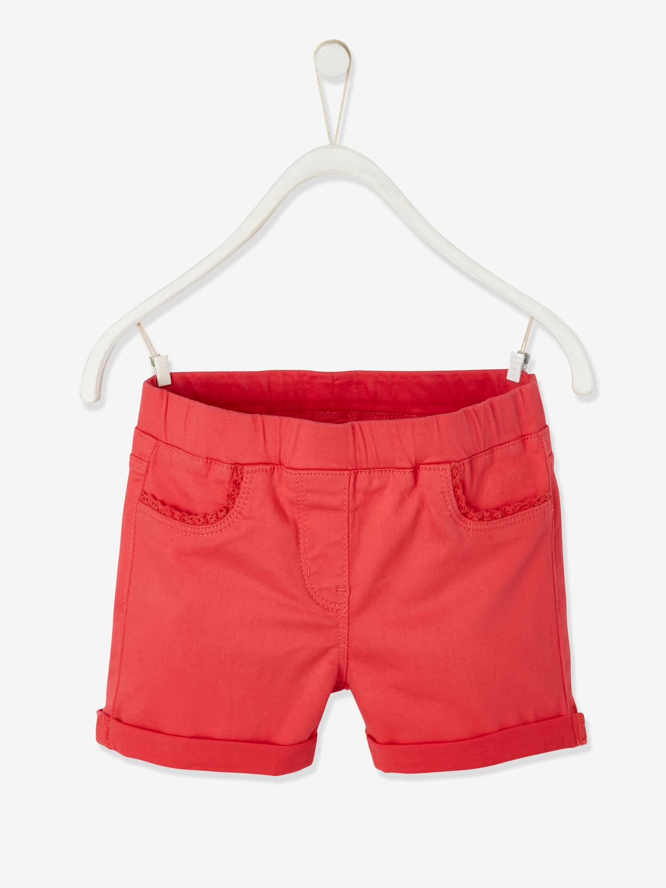 Calça legging curta com acabamento em macramê, para meninas, verde claro liso
