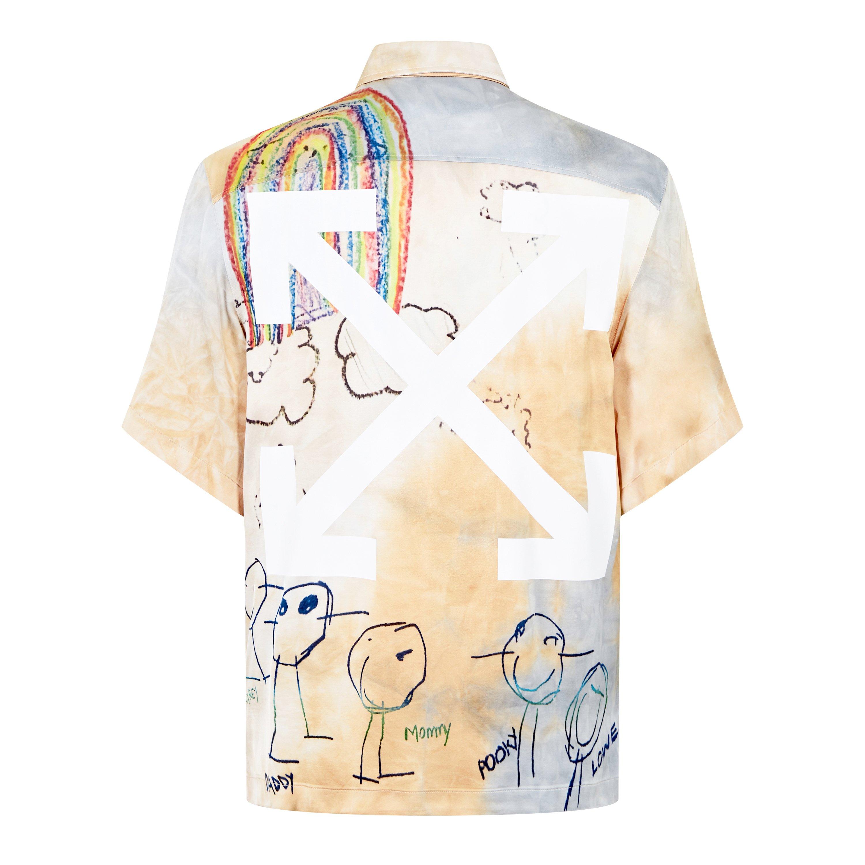 Off White Cartoon-Print Short-Sleeved Shirt