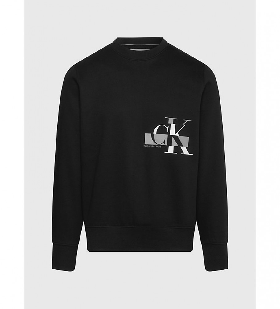 Moletom Calvin Klein Jeans com Logo CK com Efeito Glitched Preto