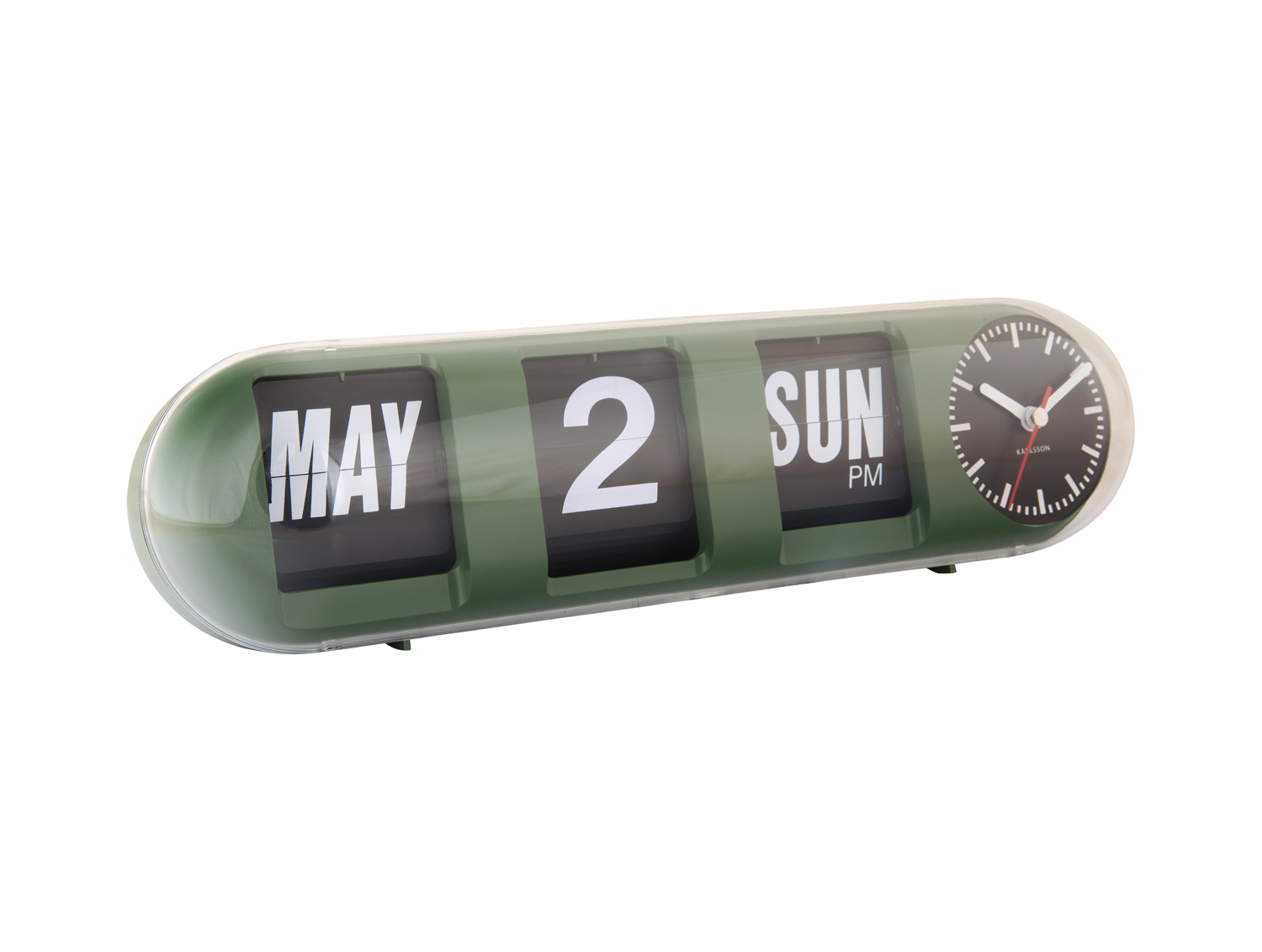 Wandklok Tube Flip - Jungle groen