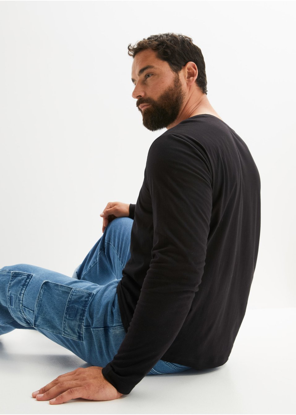 Lot de 2 T-shirts col Henley manches longues