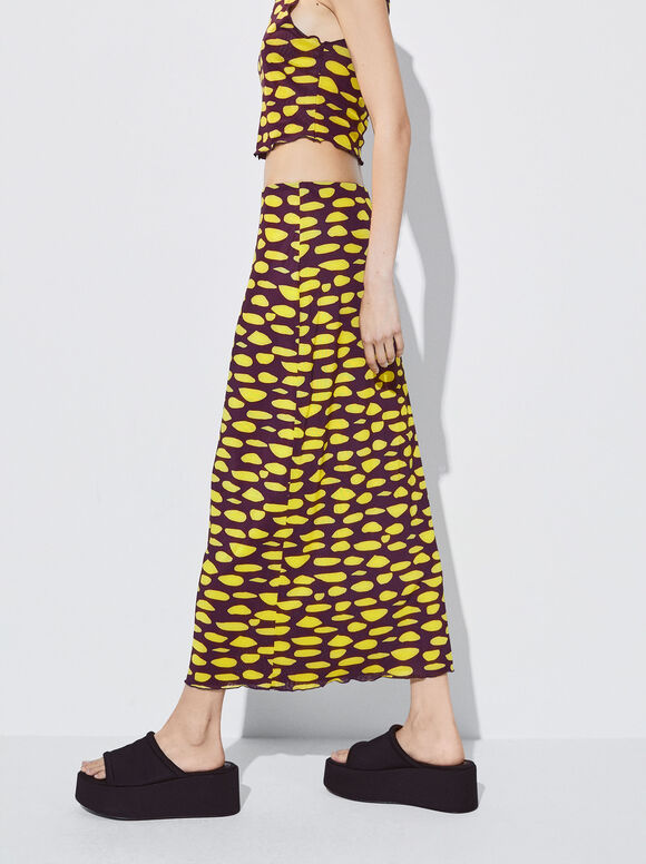 Saia midi estampada - Multicolorida