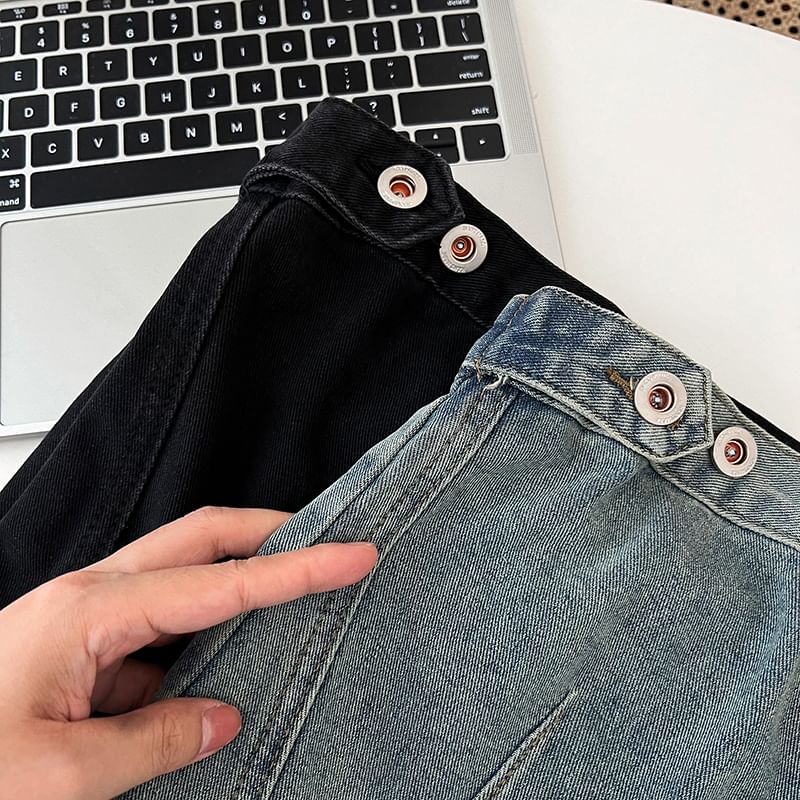 Babique - Strapless denim romper met wijde pijpen
