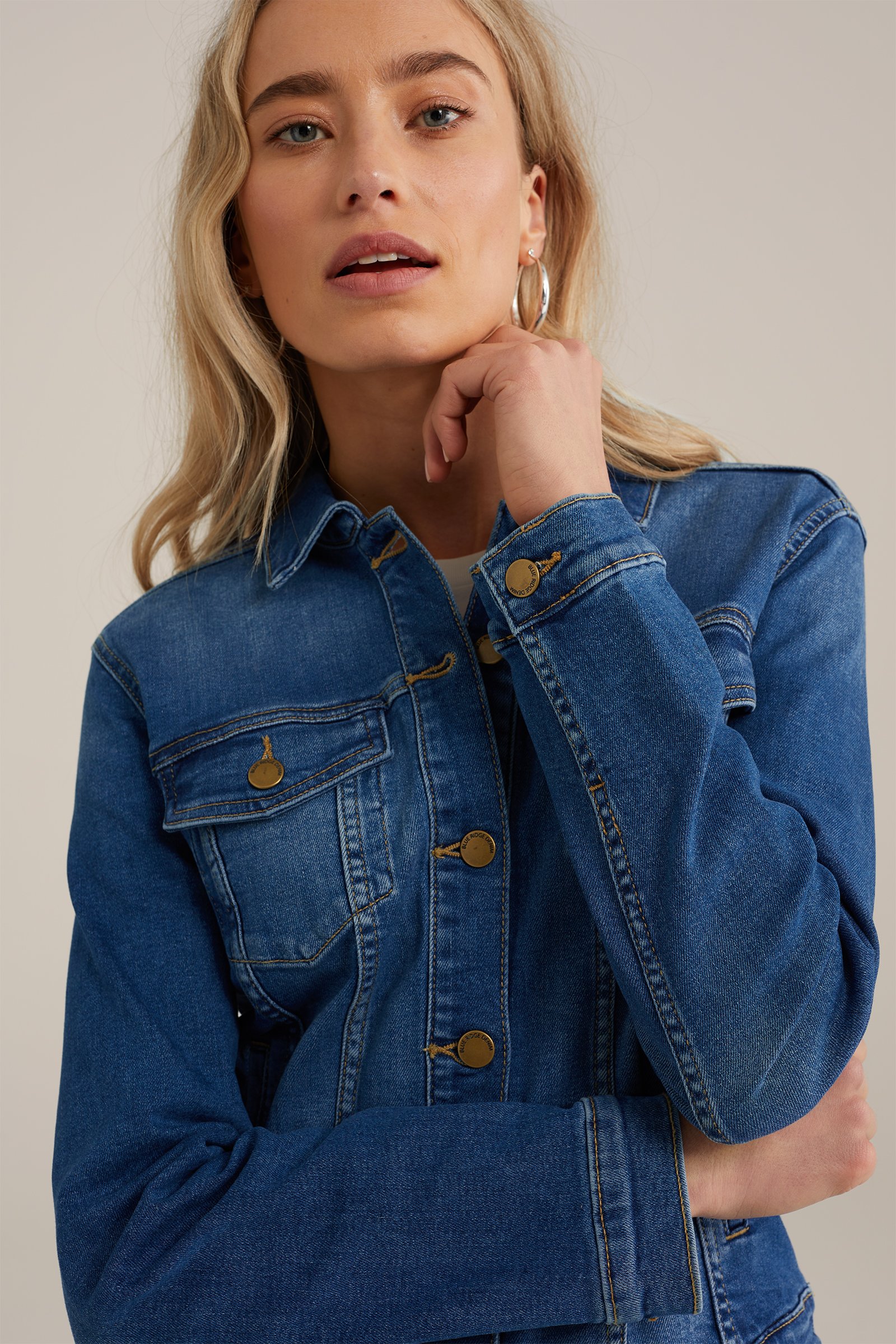 denim jack met comfortstretch Blue Ridge Donkerblauw