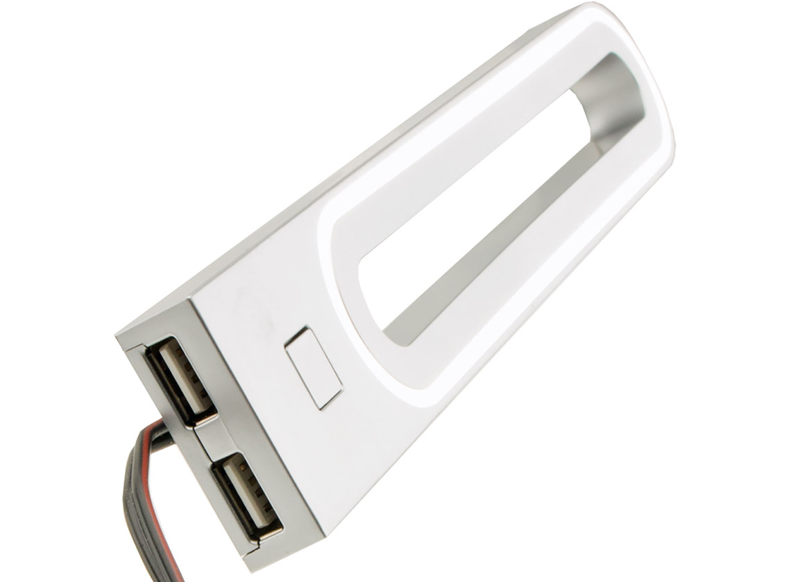 BBA Bolonga met 2x USB-A laadpoort wandlamp - white