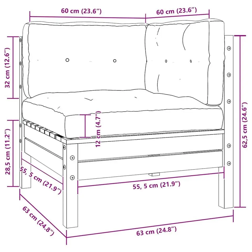 vidaXL - Loungeset - Crème - Grenenhout