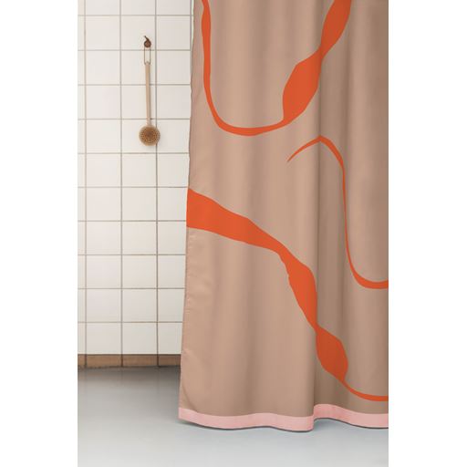 Mette Ditmer Nova Arte Badeforhæng, Latte/Orange, 150x200 cm