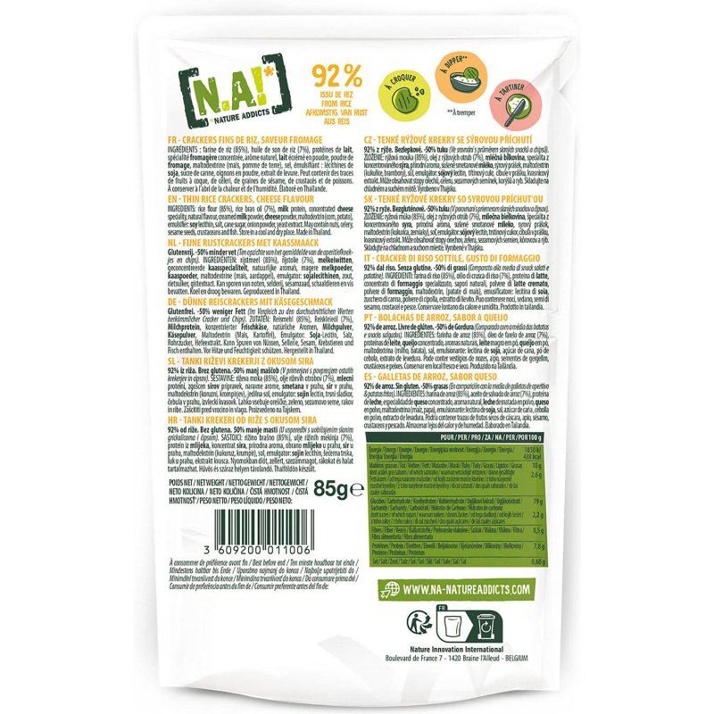 Rice crackers saveur fromage, sans gluten N.A! - Sachet de 85 g
