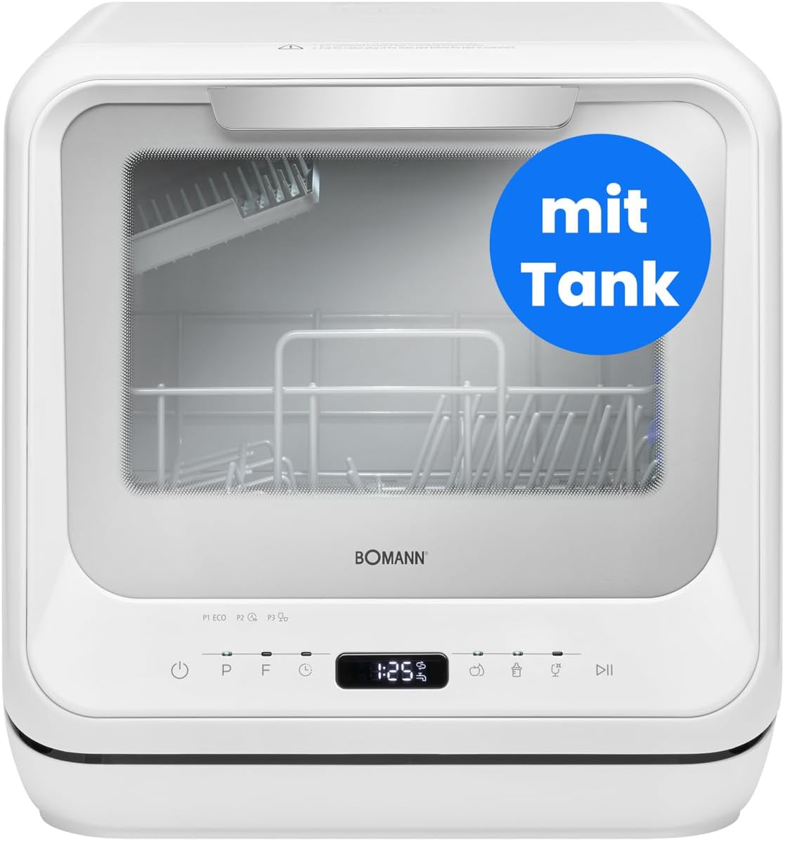 Bomann® Tischgeschirrspüler mit Tank | mit und ohne Wasseranschluss nutzbar | Mini Geschirrspüler leise | 36-70°C | 6 Programme | 42cm breit | Camping Spülmaschine | Mini Spülmaschine | TSG 5704
