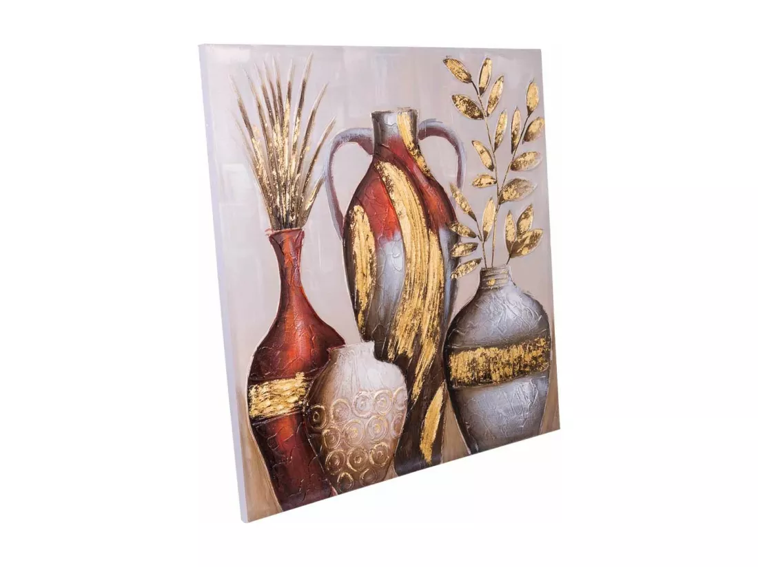 Tableau en relief peint à la main 100x100x3h