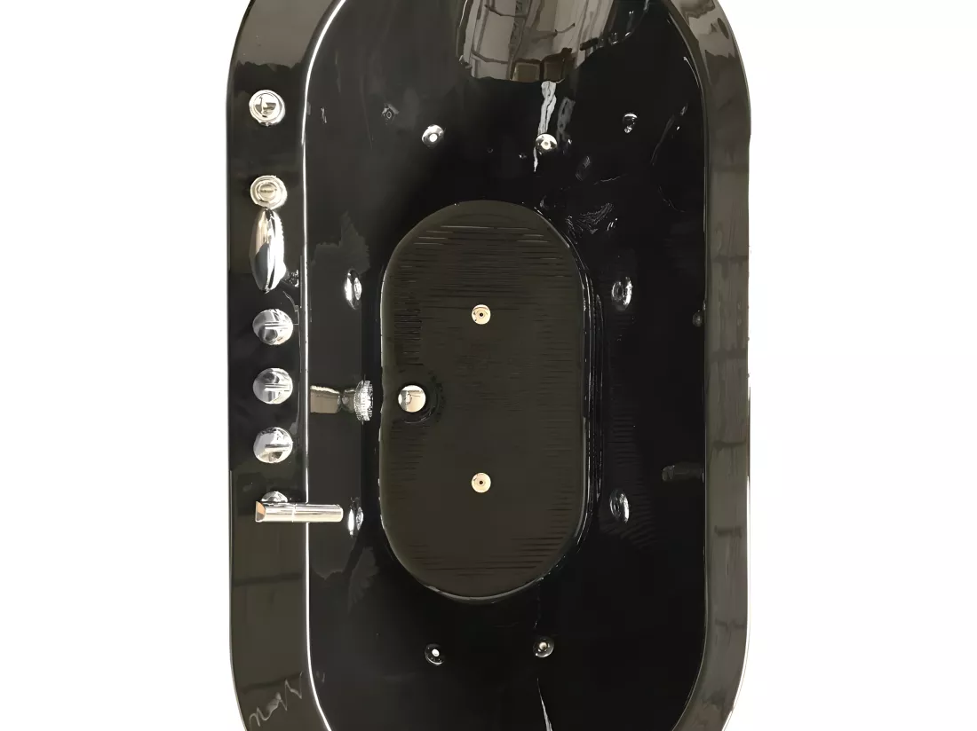 Baignoire ilôt ovale hydromassage noir 185 x 95cm 10 jets – Berry