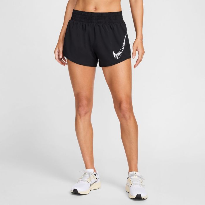 Nike Dame Shorts Dri-FIT One Swoosh HyperBright Mid-Rase Brief-Lined Shorts Sort