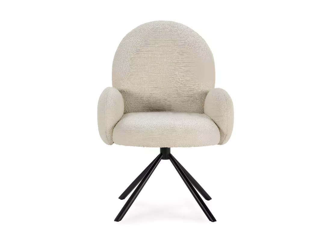 Douro - Chaise de bureau en tissu bouclette et métal - Écru