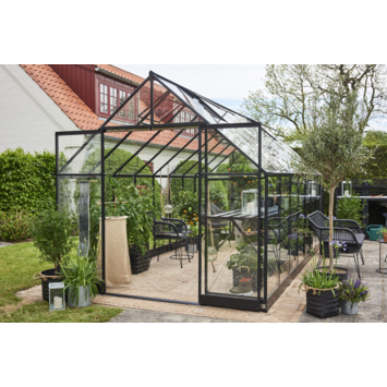 Tuinkas Royal Well Qube 816 zwart gecoat met 3mm veiliheidsglas