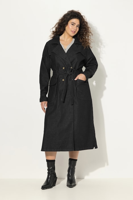 Jeans-Trenchcoat, Reverskragen, Vintage, doppelreihig