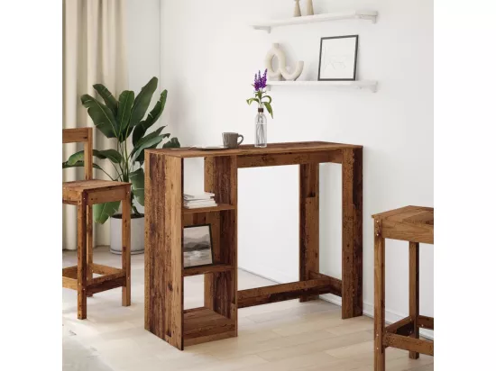 Table de bar avec étagère vieux bois bois d'ingénierie