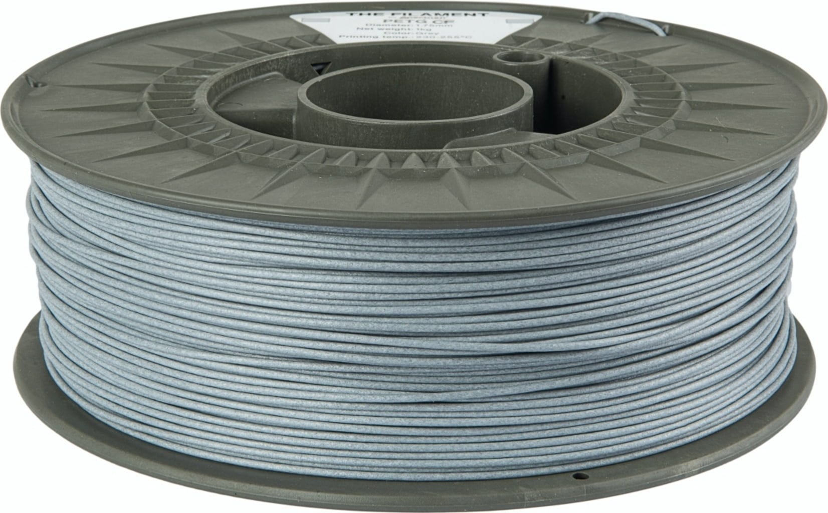 The Filament  PETG CF Grey, 1,75 mm / 1000 g    Mit 3 % Kohlefasern verstärktes PETG in Grey