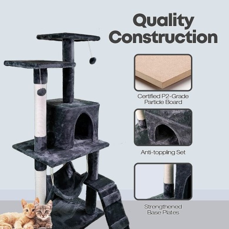 Árvore para gatos Edipets de 4 níveis com rede, cinza