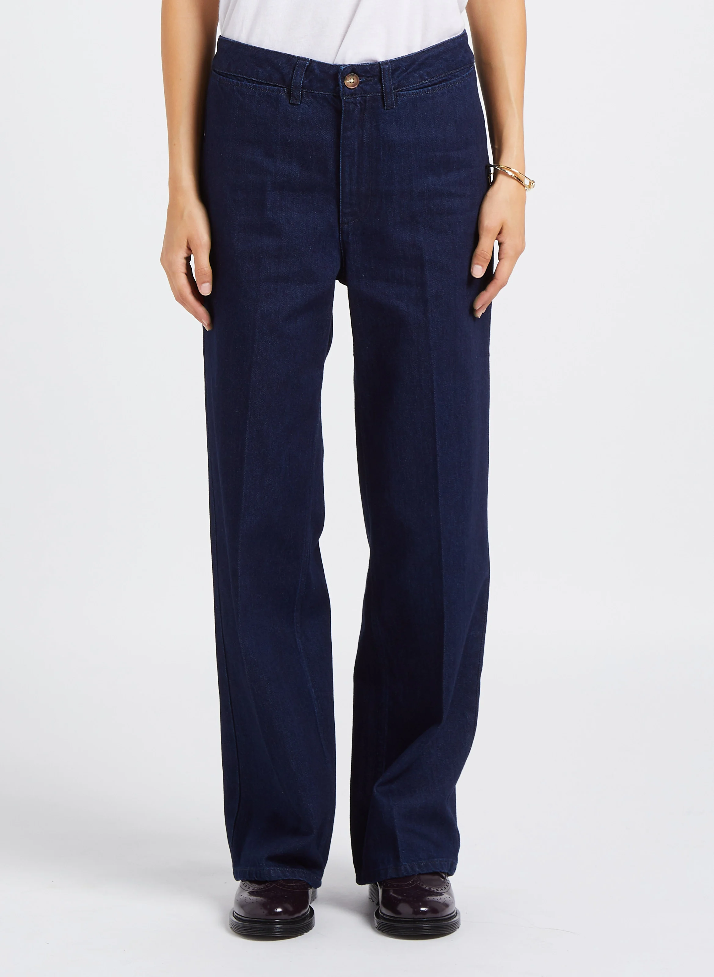 SWANN - Jean droit taille haute en coton | Bleu