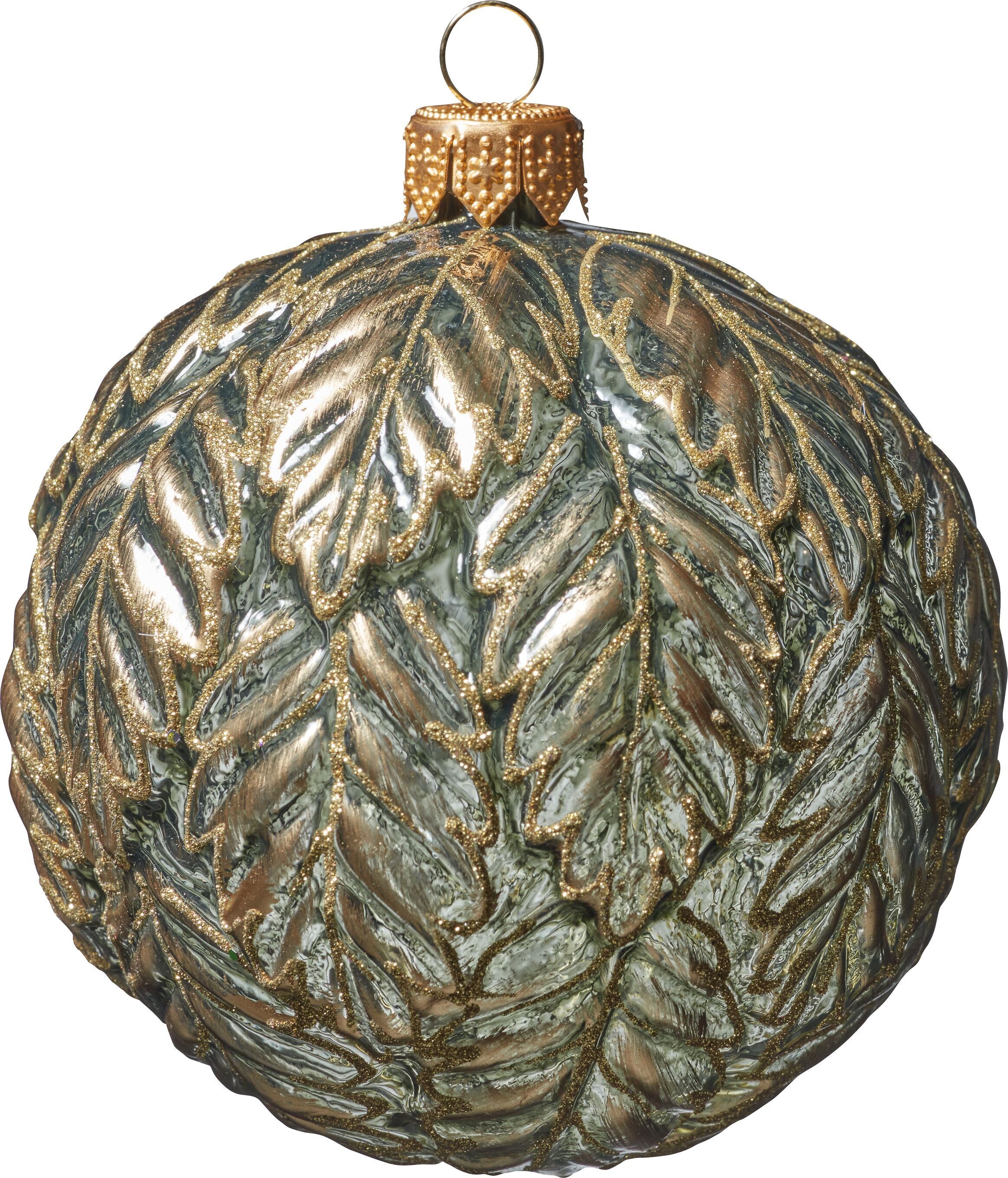 LEAFI Glaskugel - Grün / D: 8 cm