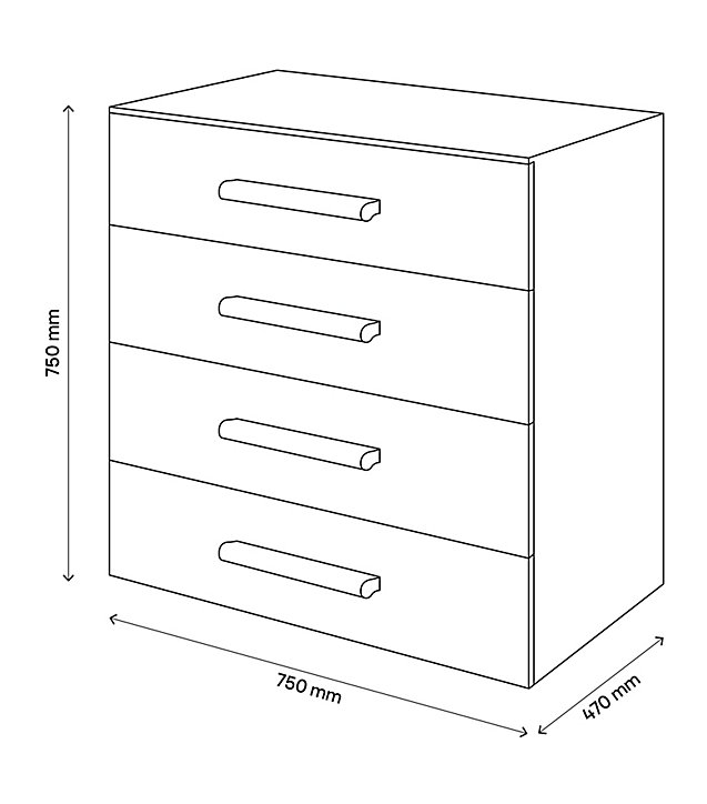 Commode blanche 4 tiroirs GoodHome Atomia H. 75 x L. 75 x P. 45 cm