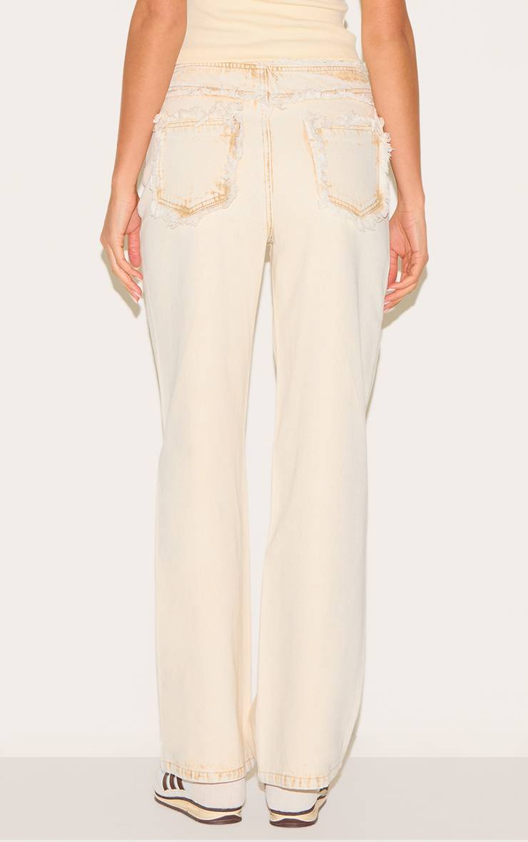 Sable Jean Droit Taille Basse Sans Ceinture
