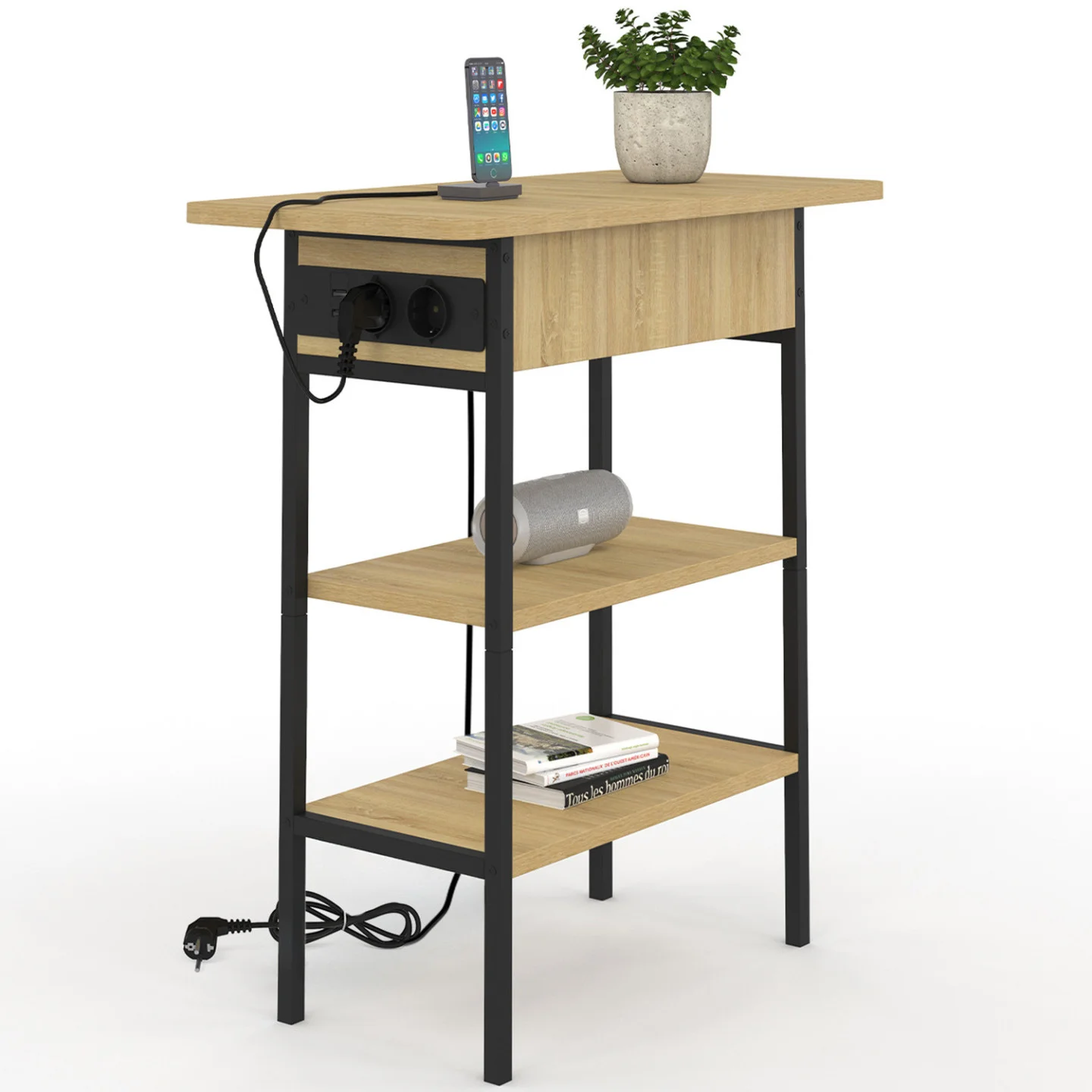 Table d'appoint - chevet avec multiprise DETROIT design industriel