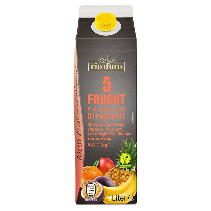 RIO D´ORO Mehrfruchtdirektsaft 1 l, Ananas, Orange, Passionsfrucht, Mango & Banane