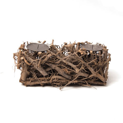 Kerzenhalter 'Vogelnest', aus Zweigen und Eisen, B 35 cm, L 10 cm, H 15 cm von fischer's lagerhaus