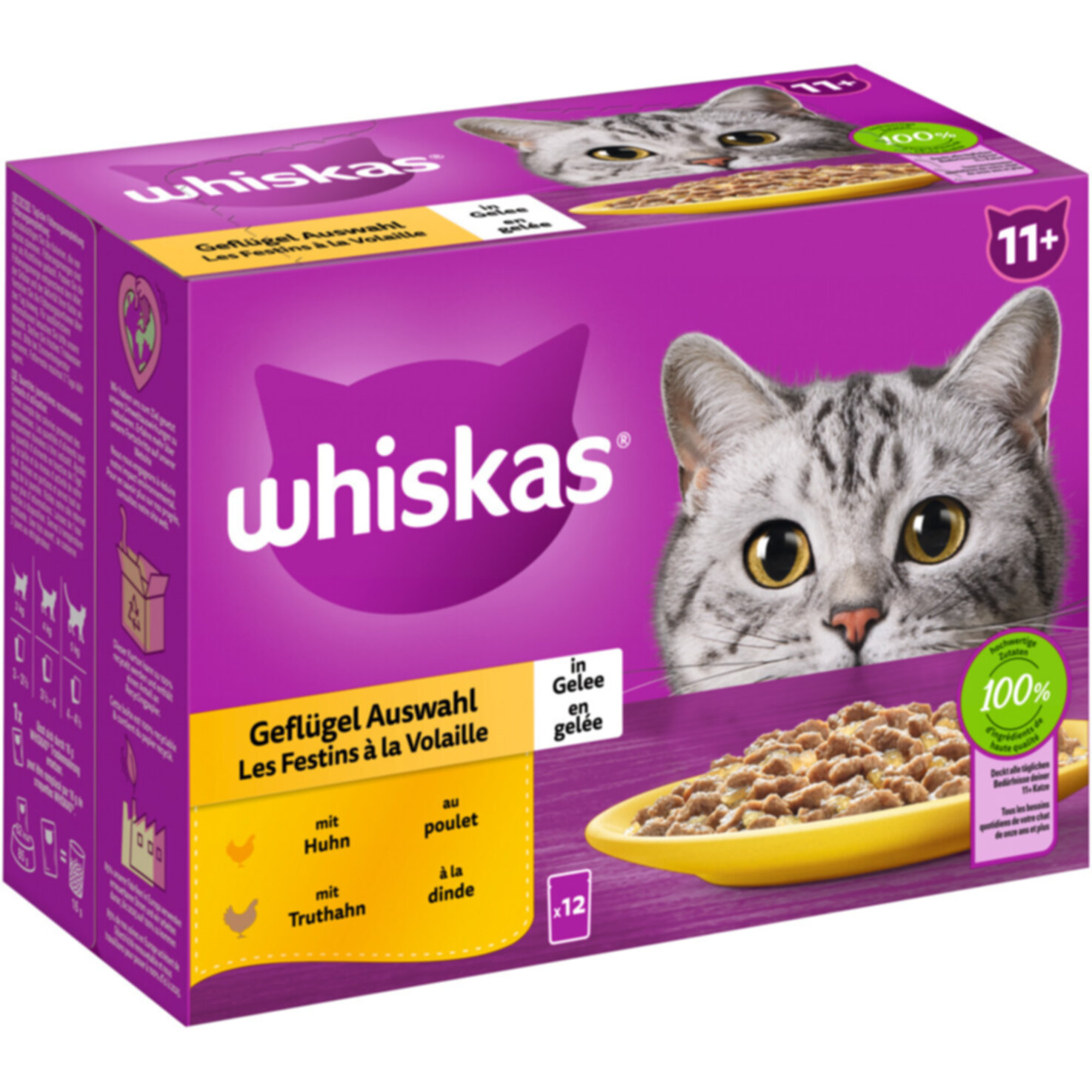 Whiskas Katzenfutter in Gelee Geflügel Senior 11+ 12x85g