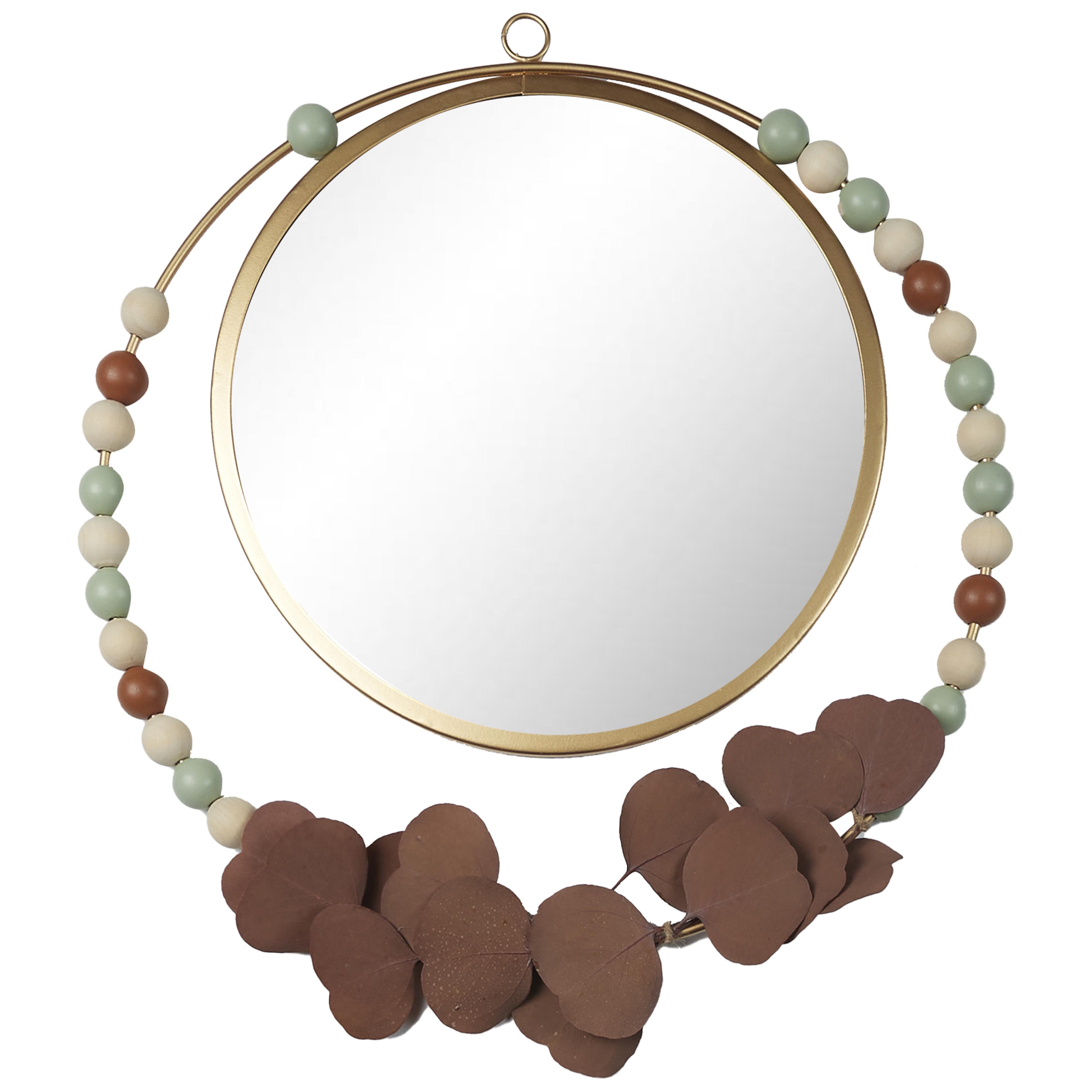 MIROIR MURAL DORE FEUILLES TERRACOTA D.33CM