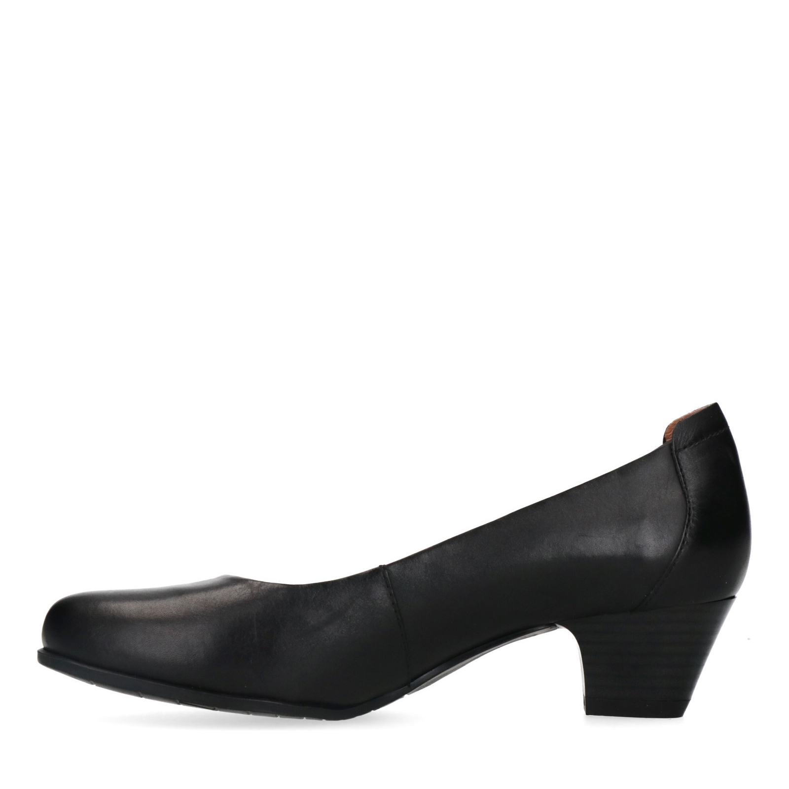 Zwarte leren pumps met lage hak