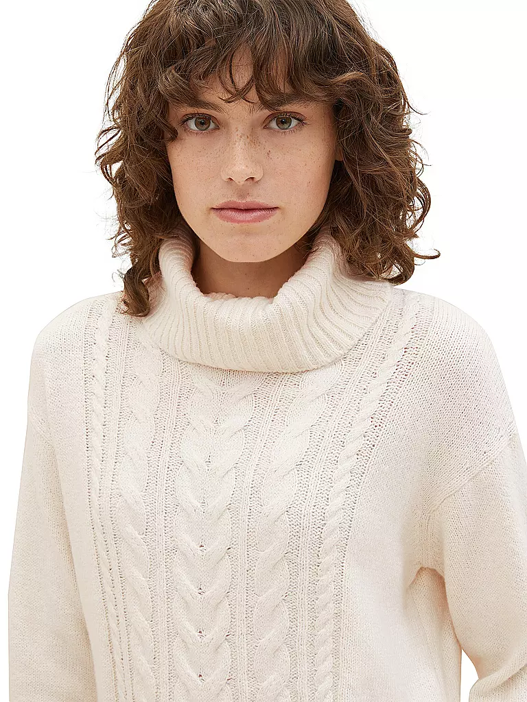 TOM TAILOR Rollkragenpullover beige