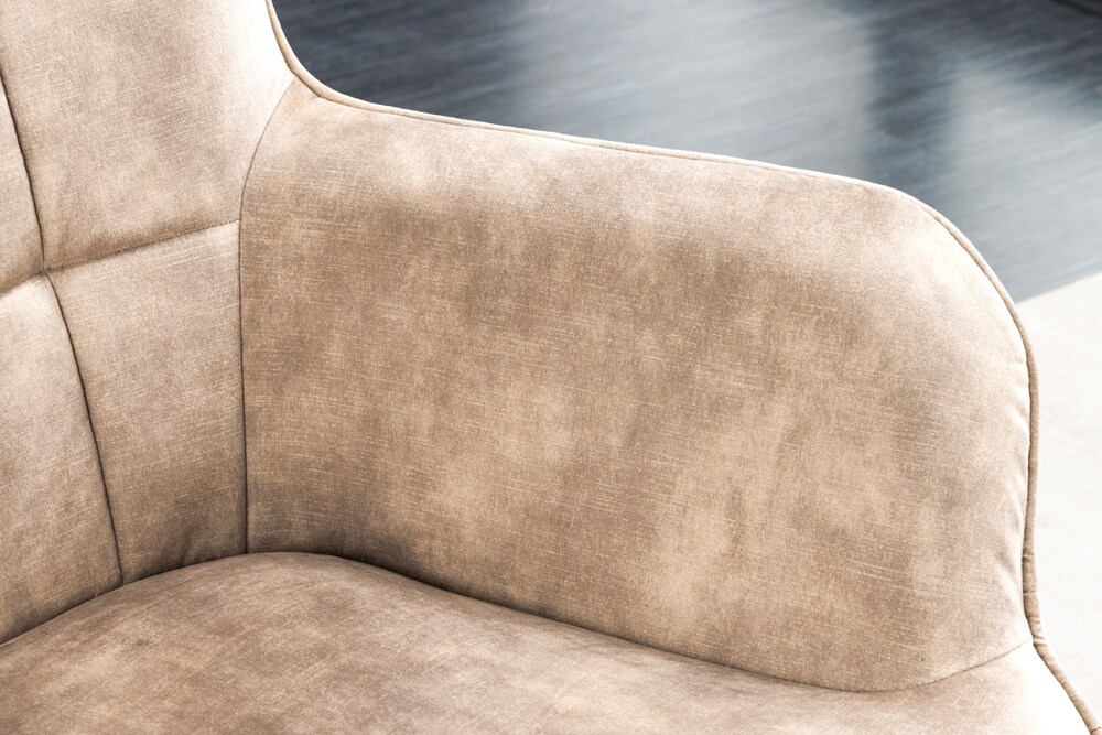 riess-ambiente Sessel SCANDINAVIA - modern champagner beige Samt schwarze Metallbeine mit Armlehne