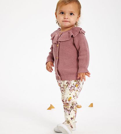 The New Siblings Leggings - TnsHerle - White Swan m. Blumen
