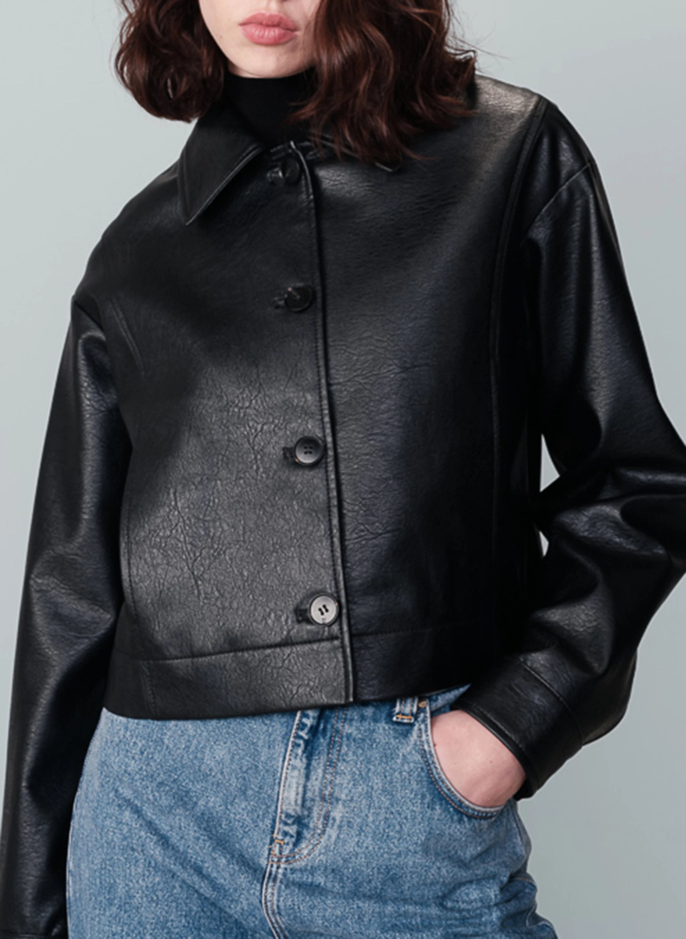 NEIGE - Veste col classique ample en coton mélangé | Noir
