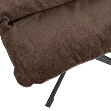 WOOOD fauteuil Yaro espresso chenille stof draaibaar met hocker