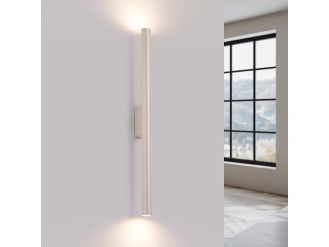 Applique Pastelo moderne en acier - 2 sources lumineuses - L.2,5 x H.50 cm - beige