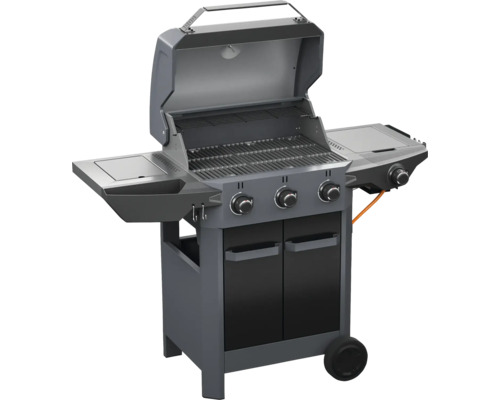 Tenneker® Carbon TG-3 U Gasgrill met 3 branders + zijbrander, gietijzeren rooster, zwart