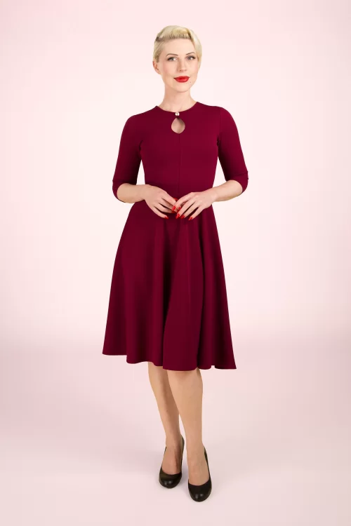 Vintage Chic for Topvintage Emilia swing jurk in wijnrood