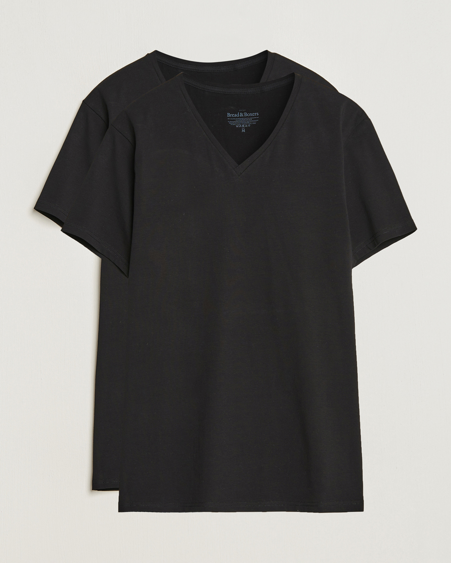 Bread & Boxers 2-Pack V-Neck T-Shirt Black