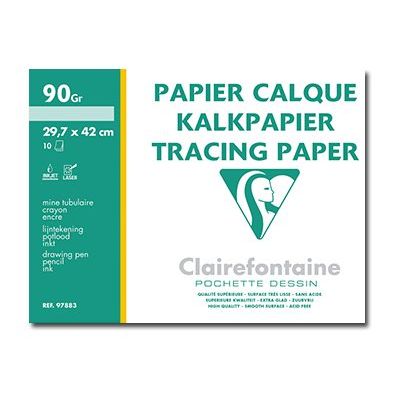 Clairefontaine - Pochette papier à dessin calque - 10 feuilles - A3 - 90G